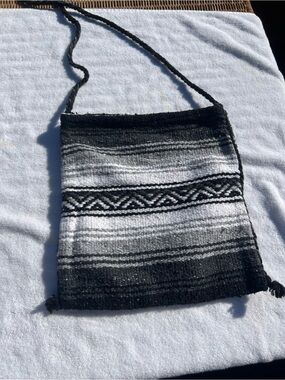 Handwoven Black and White Patterned Crossbody Bag